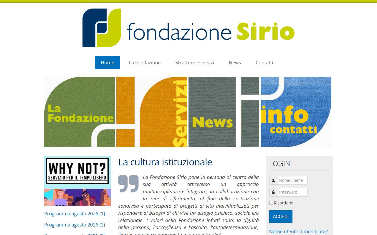 Anteprima del sito: Fondazione Sirio