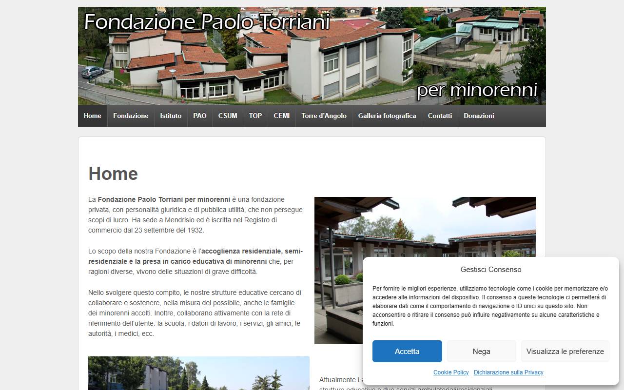 Anteprima del sito: Fondazione Paolo Torriani per minorenni