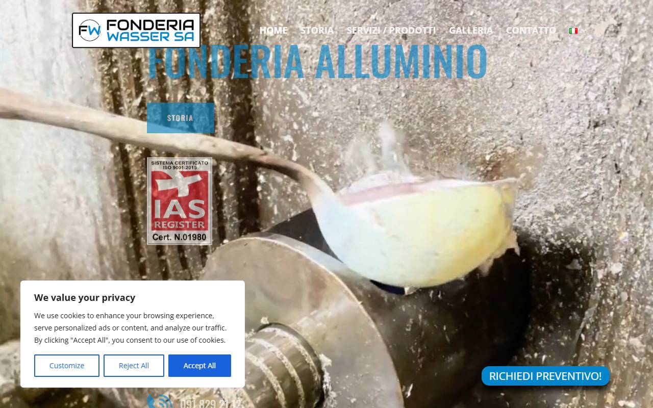 Anteprima del sito: Fonderia Wasser SA