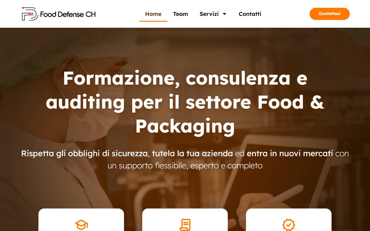 Anteprima del sito: Food Defense CH Sagl