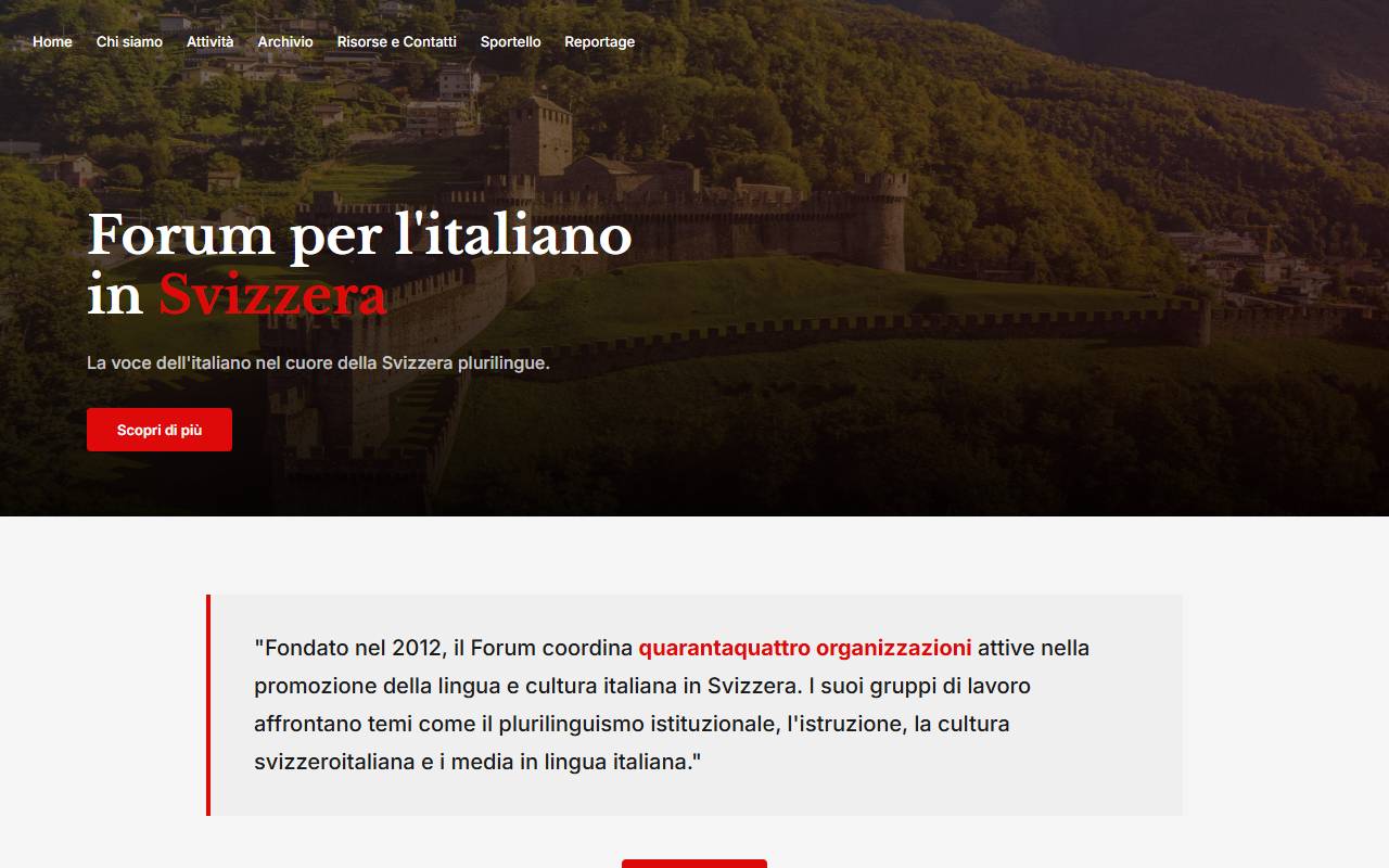 Anteprima del sito: Forum per l'italiano in Svizzera