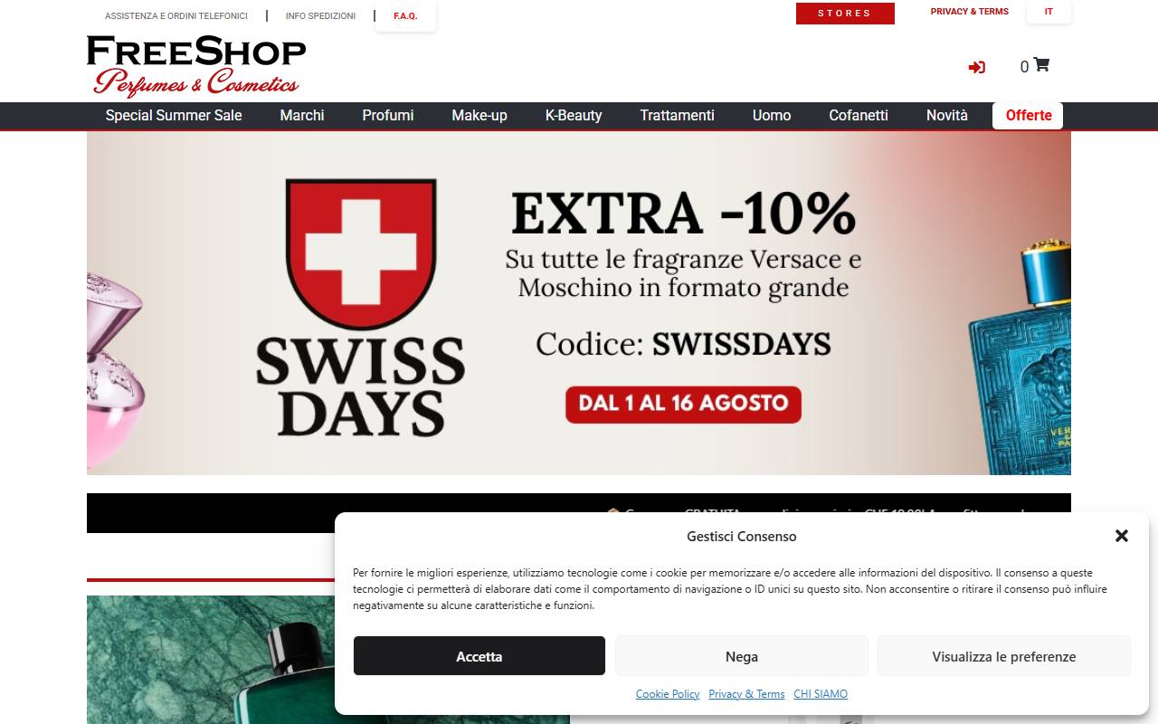 Anteprima del sito: FREE SHOP FRONTIERA SA