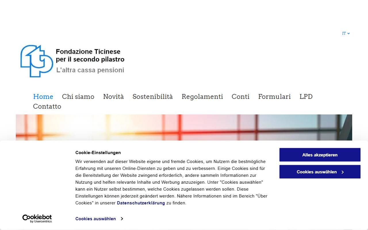 Anteprima del sito: FONDAZIONE TICINESE PER IL SECONDO PILASTRO