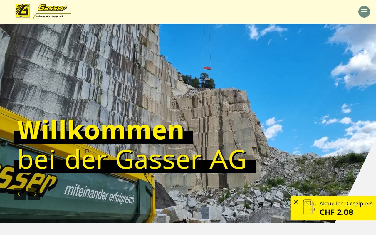 Anteprima del sito: Gasser AG, Natursteine und Entsorgungen - Zweigniederlassung Contone