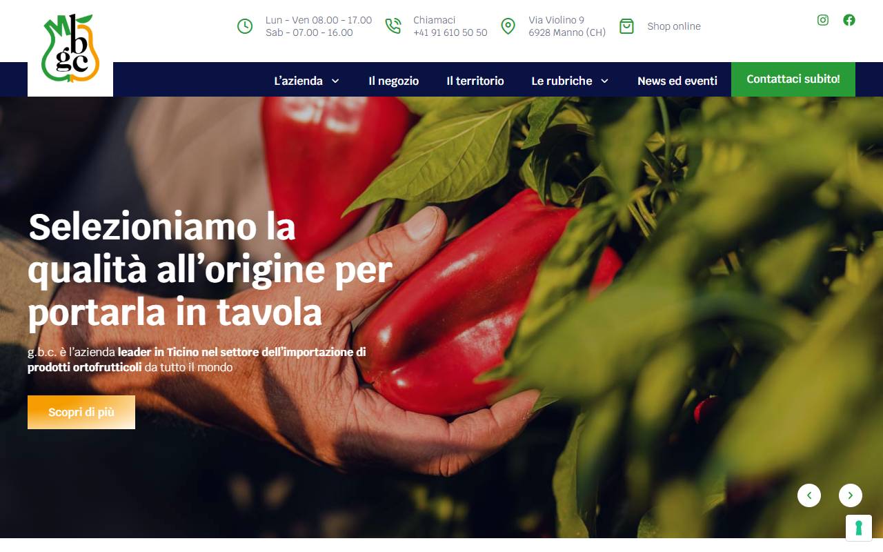 Anteprima del sito: GBC Frutta e Verdura Import SA