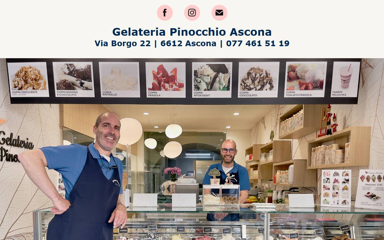 Anteprima del sito: Gelateria Pinocchio di Rolando Cuttini