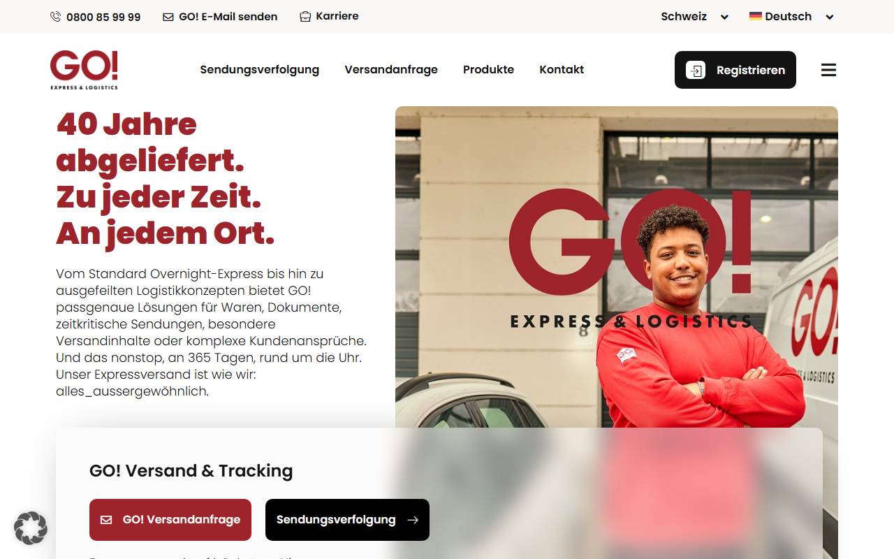Anteprima del sito: GO! Express & Logistics Ticino Sagl