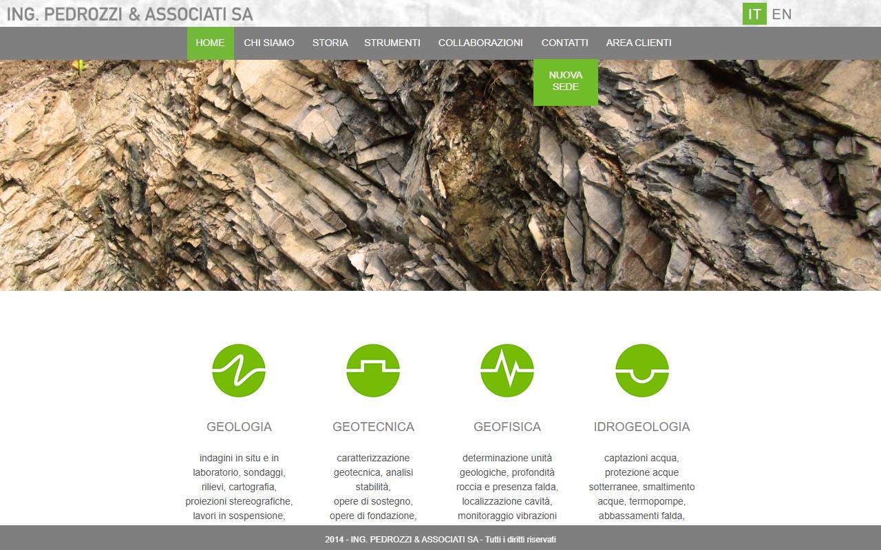 Anteprima del sito: Studio di geologia Ing. Pedrozzi & Associati SA