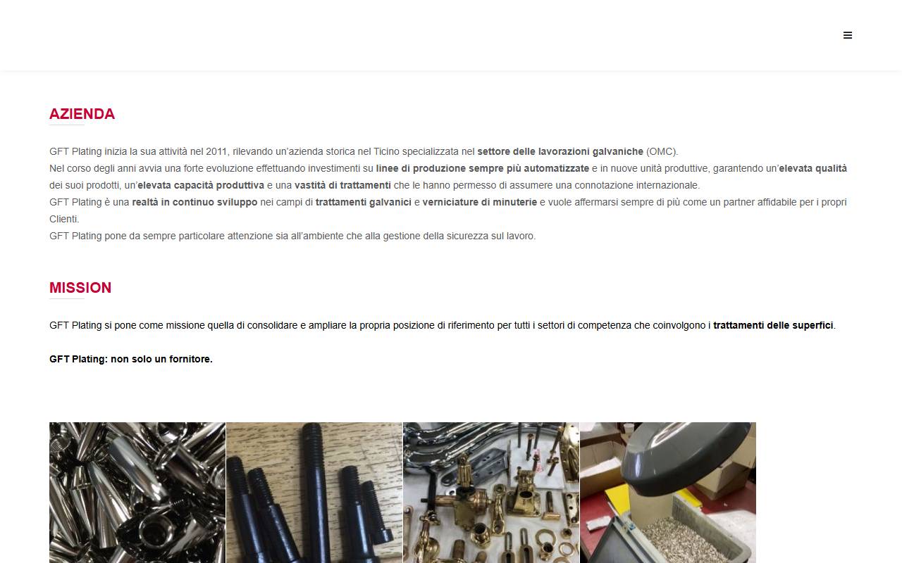Anteprima del sito: GFT Plating Sagl