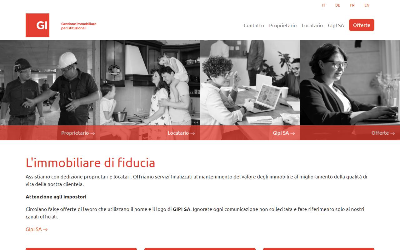 Anteprima del sito: Gestione Immobiliare per Istituzionali SA