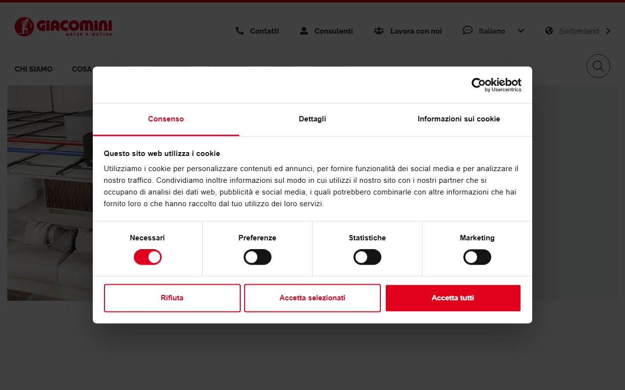 Anteprima del sito: Giacomini SA