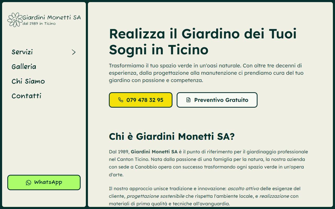 Anteprima del sito: Giardini Monetti SA