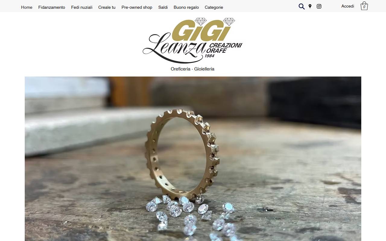 Anteprima del sito: Gigi Leanza creazioni orafe SA