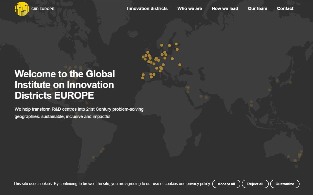 Anteprima del sito: The Global Institute on Innovation Districts Europe