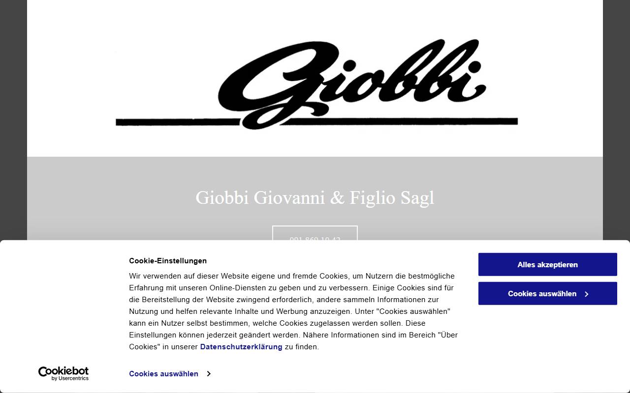 Anteprima del sito: Giobbi Giovanni & Figlio Sagl