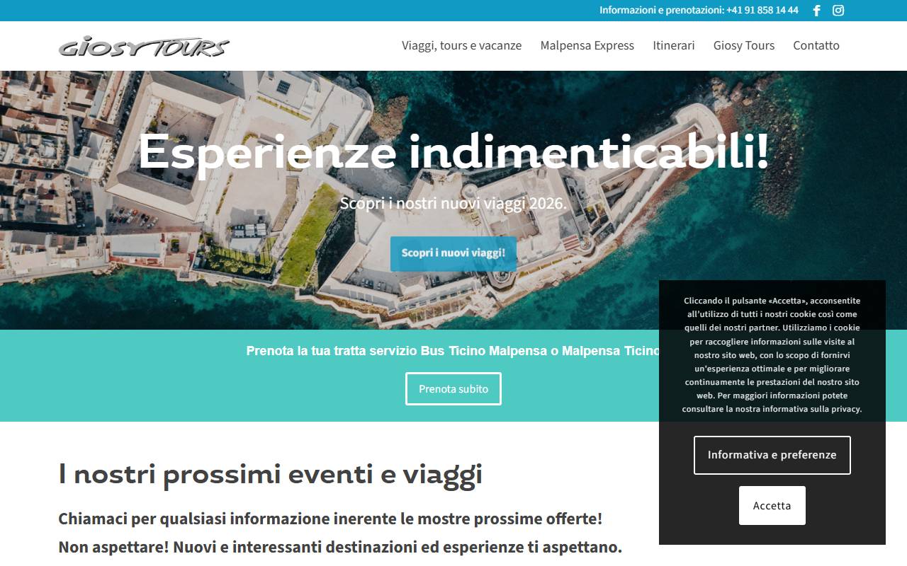 Anteprima del sito: Giosy Tours SA
