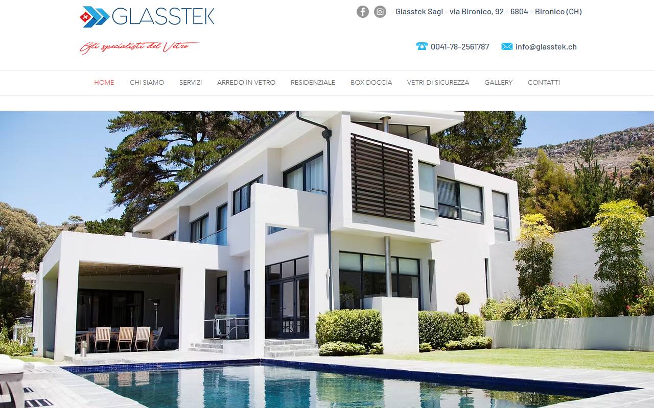 Anteprima del sito: GLASSTEK SAGL
