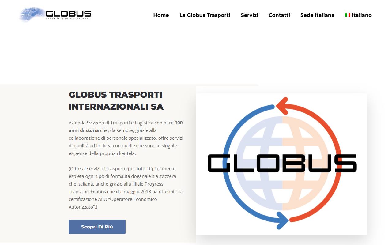 Anteprima del sito: Globus Trasporti Internazionali SA