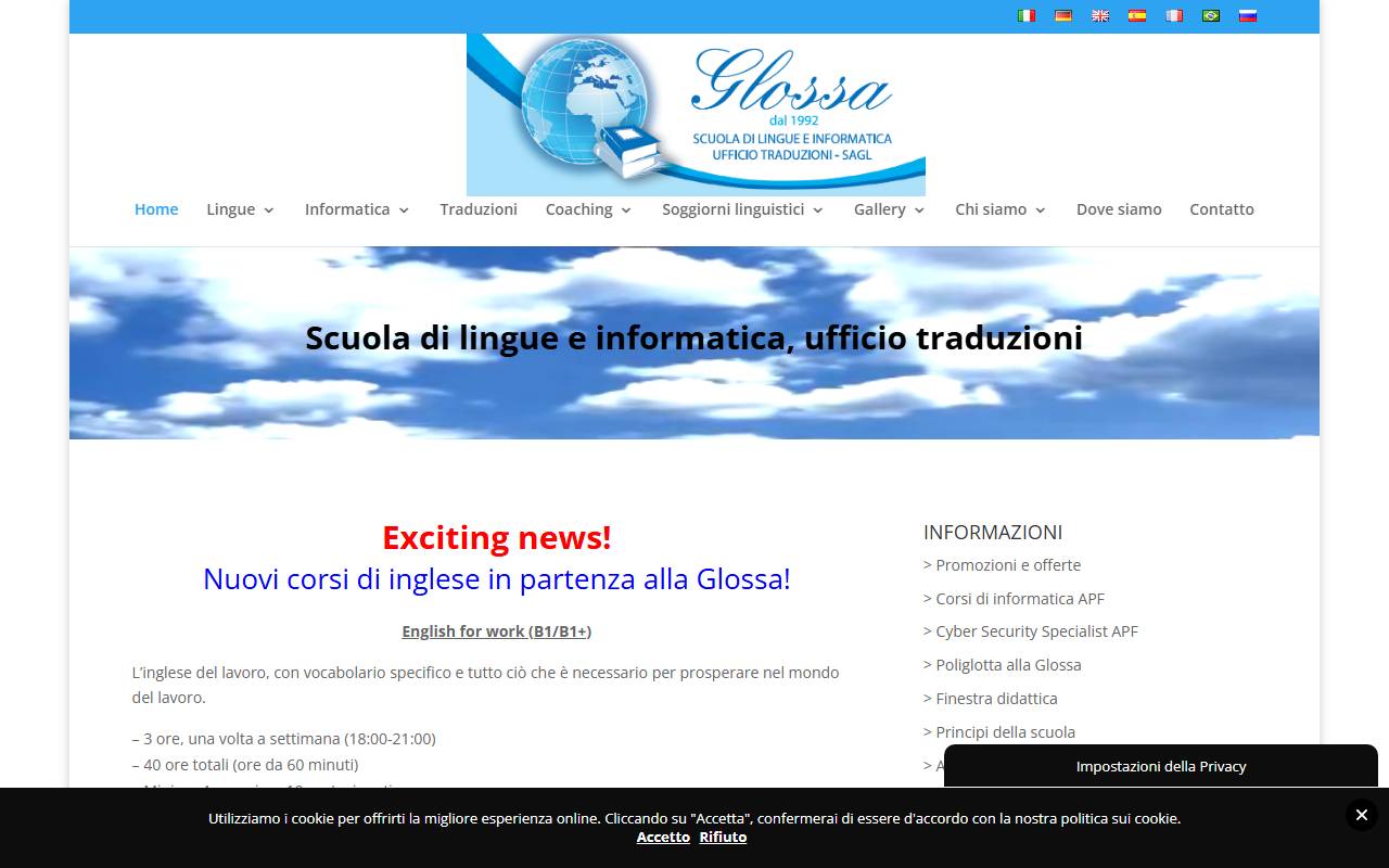Anteprima del sito: GLOSSA Sagl