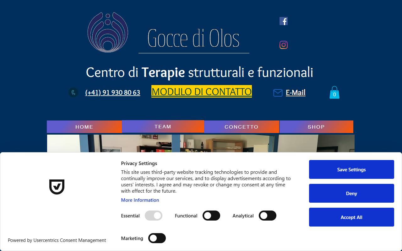 Anteprima del sito: Gocce di Olos Sagl