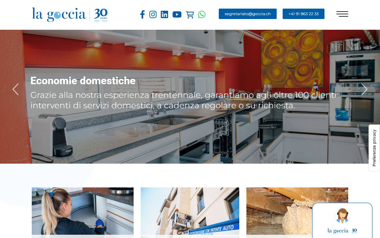 Anteprima del sito: LA GOCCIA SA pulizie generali