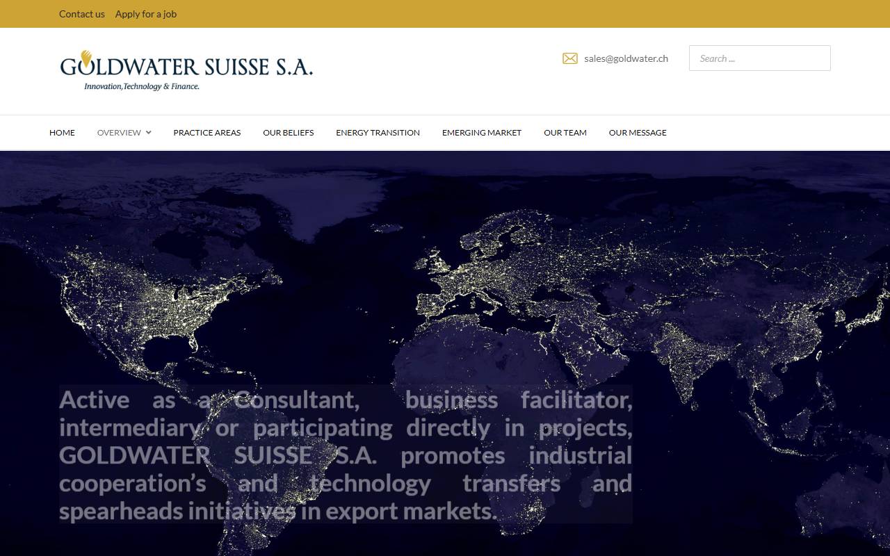 Anteprima del sito: GOLDWATER SUISSE SA