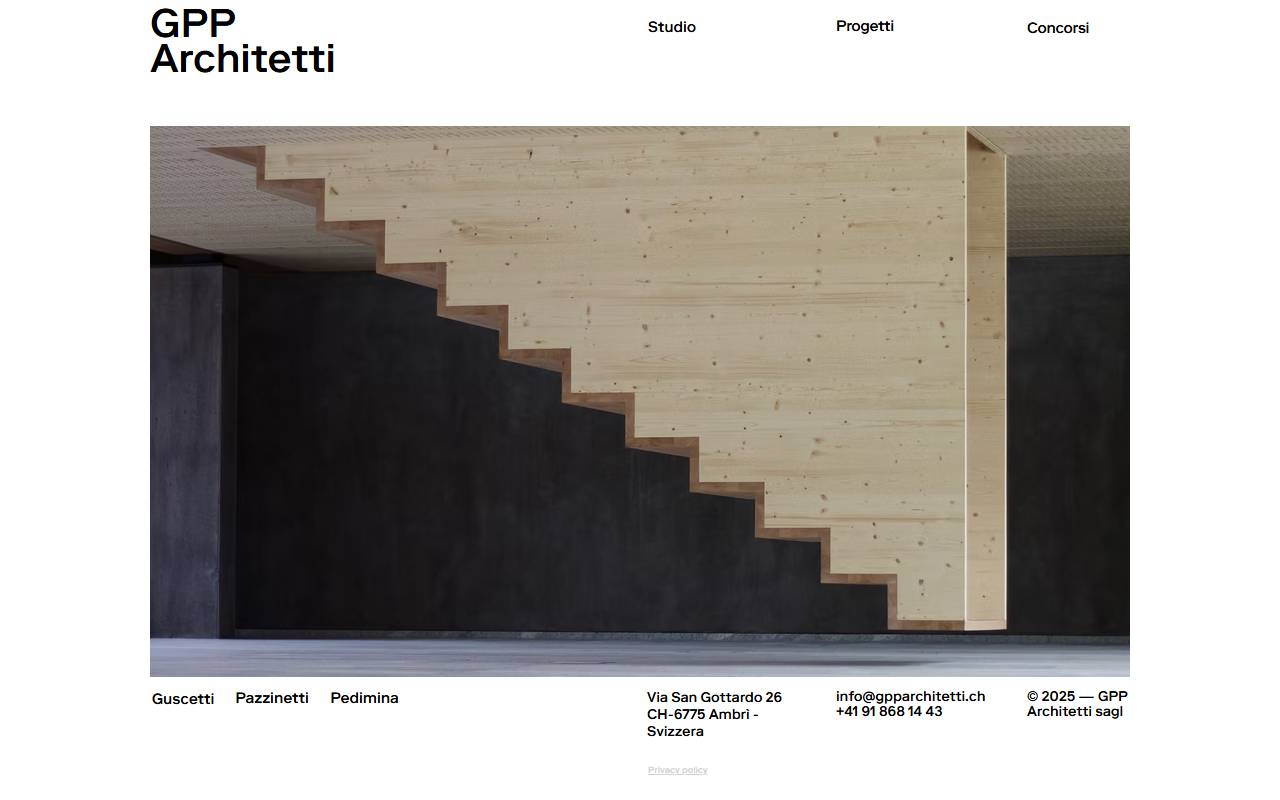 Anteprima del sito: Guscetti Pazzinetti Pedimina Architetti Sagl