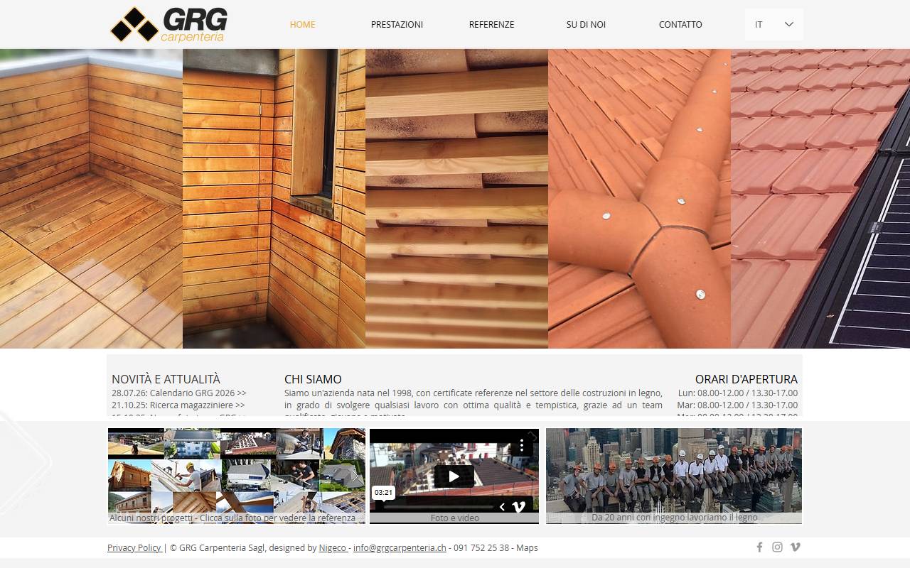 Anteprima del sito: GRG Carpenteria Sagl