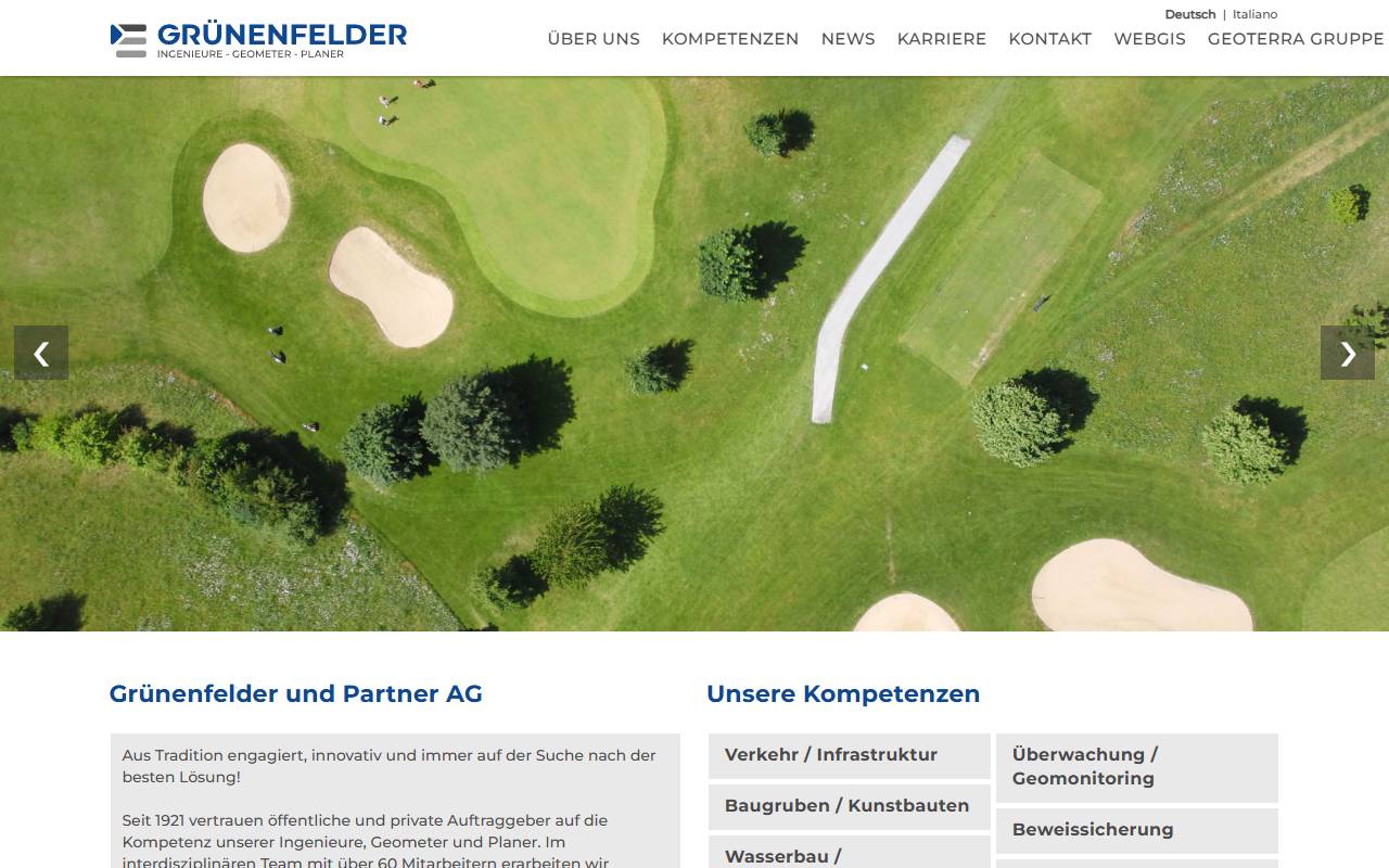 Anteprima del sito: Grünenfelder und Partner AG, Ingenieure und Geometer