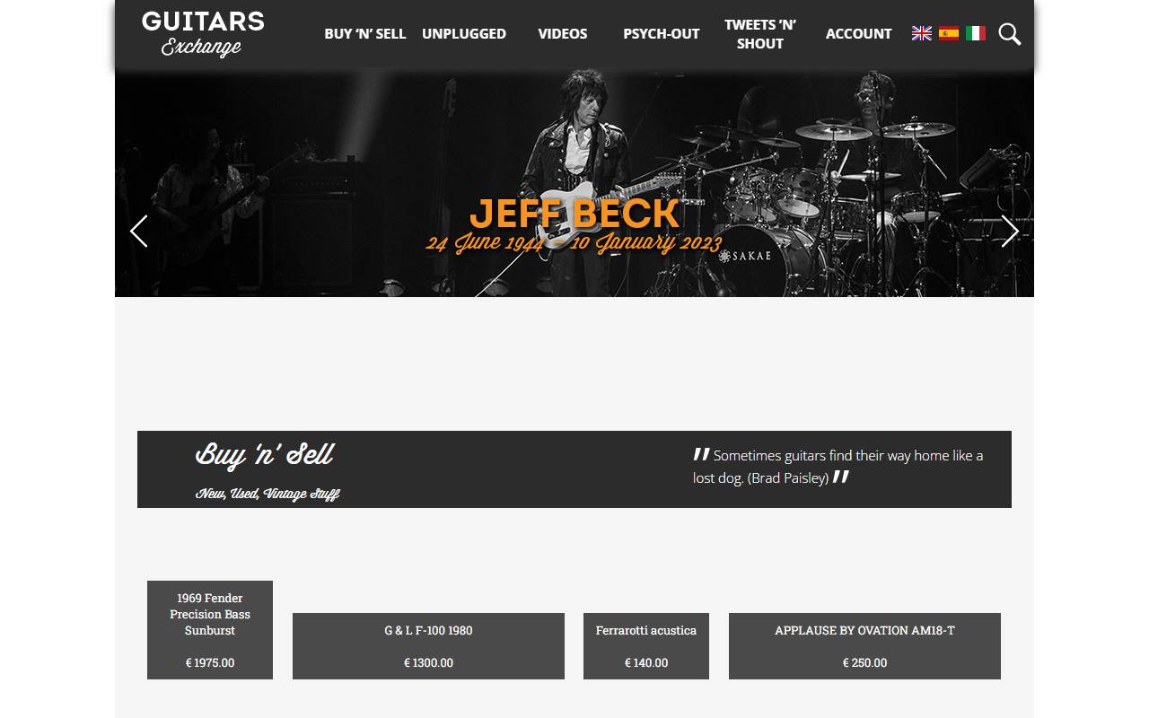 Anteprima del sito: GUITARS EXCHANGE SAGL