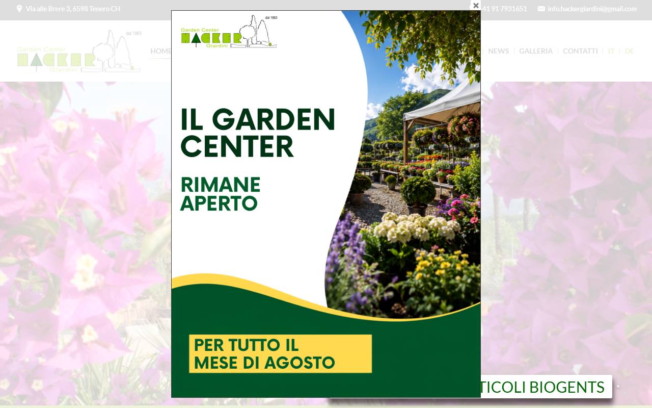 Anteprima del sito: Hacker Giardini Sagl
