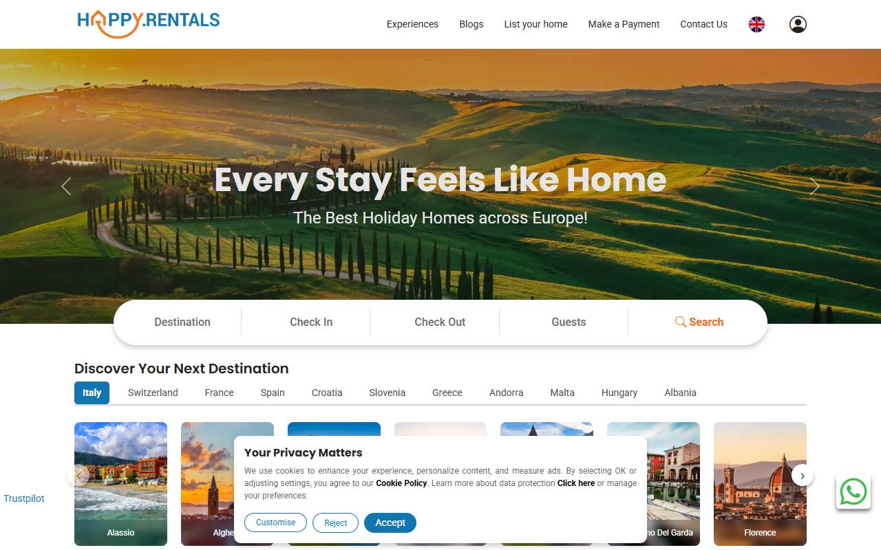 Anteprima del sito: Happy.Rentals SA