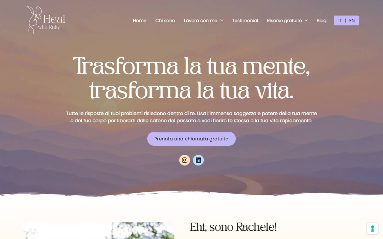 Anteprima del sito: Heal with Raky di Rachele Bonalanza