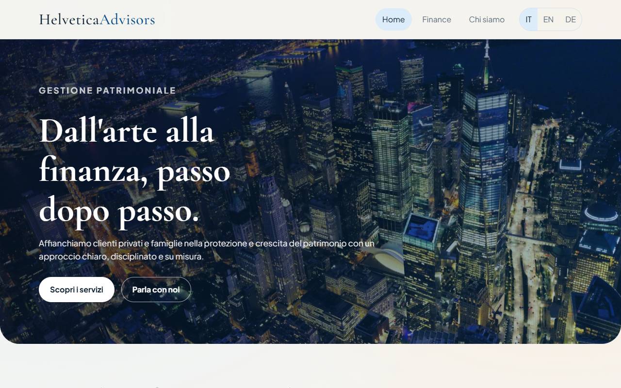 Anteprima del sito: Helvetica Advisors SA