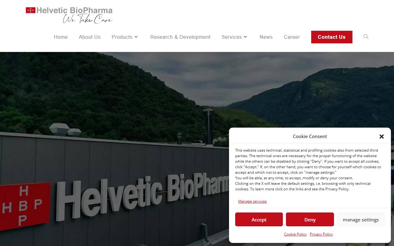Anteprima del sito: HELVETIC BIOPHARMA SA