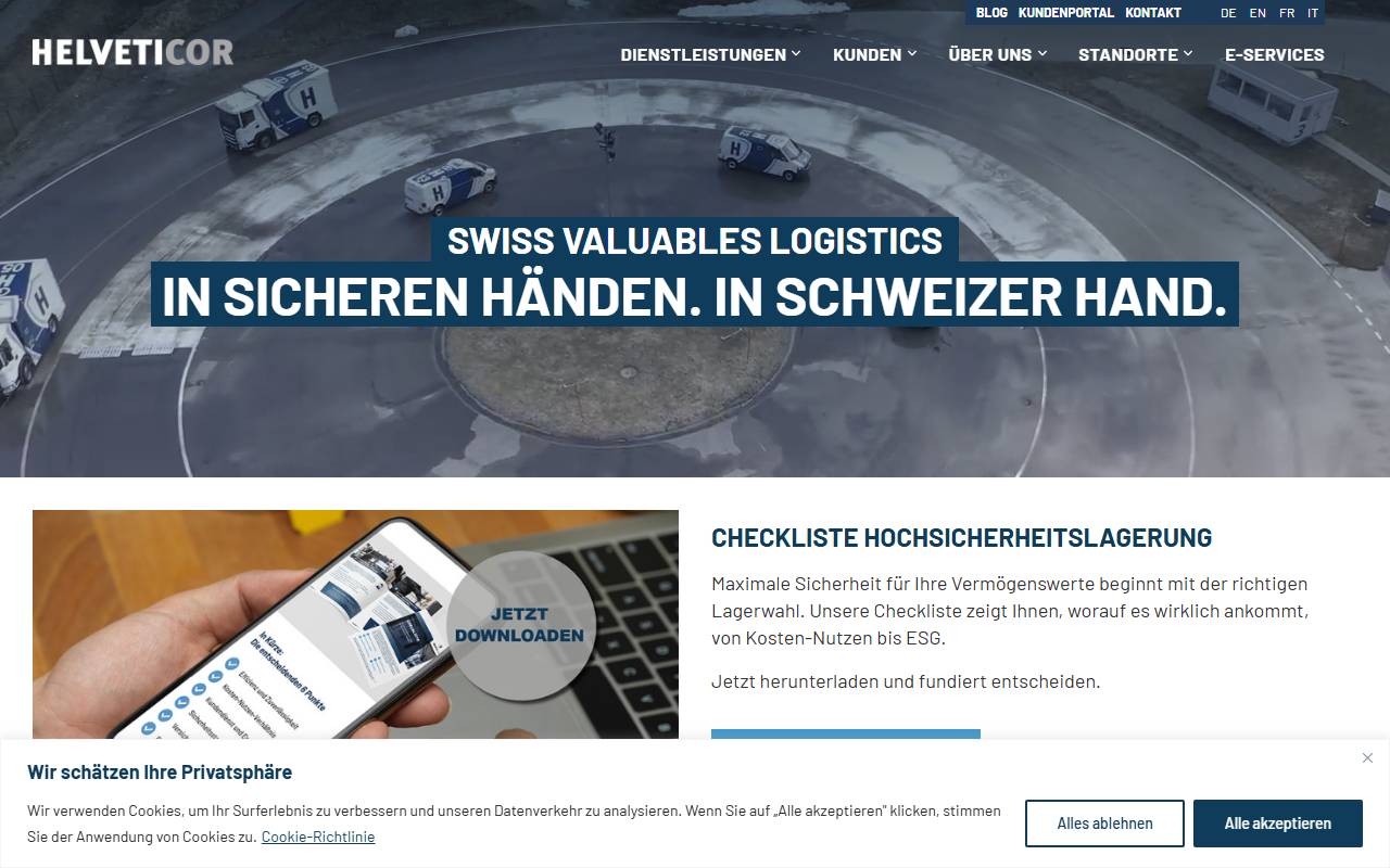 Anteprima del sito: Helveticor AG, Zweigniederlassung Balerna