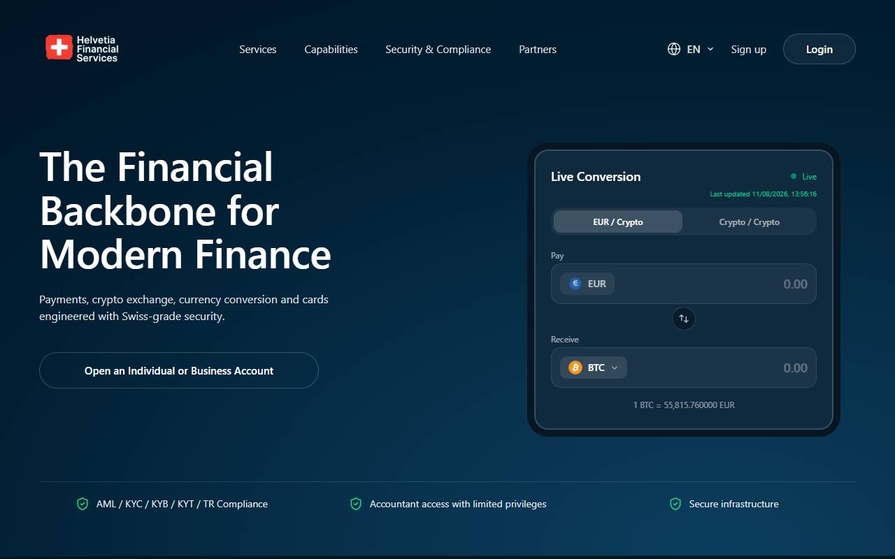 Anteprima del sito: Helvetia Financial Services & Software SA