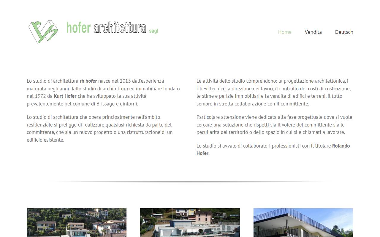 Anteprima del sito: RH Hofer Architettura Sagl