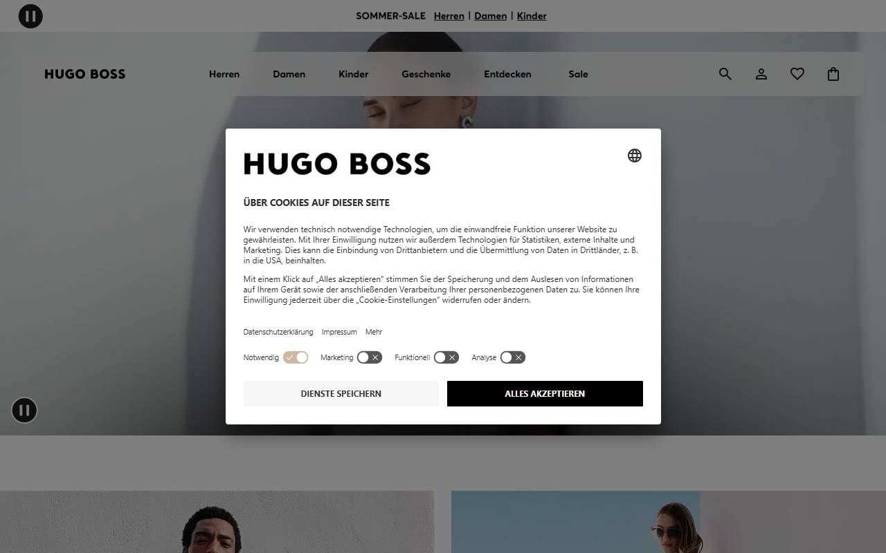 Anteprima del sito: HUGO BOSS Ticino SA