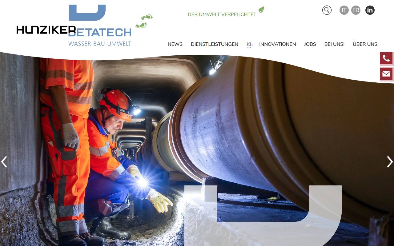 Anteprima del sito: Hunziker Betatech AG