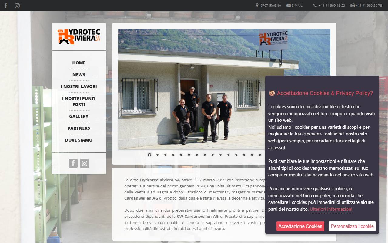 Anteprima del sito: Hydrotec Riviera SA