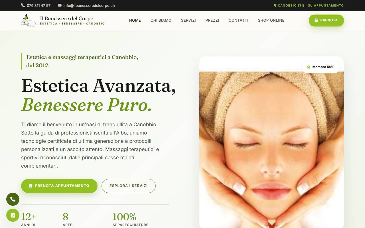 Anteprima del sito: Il Benessere del Corpo Sagl