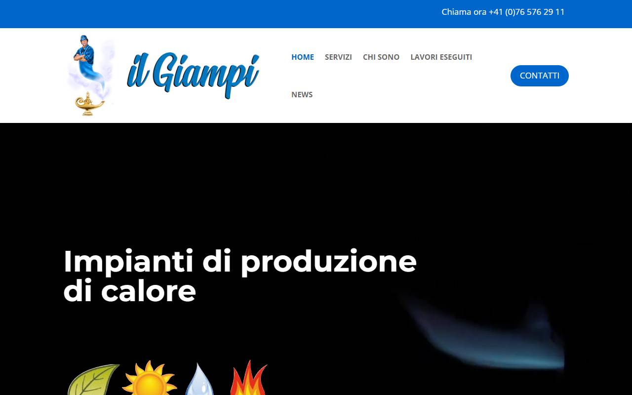 Anteprima del sito: Il Giampi Sagl impianti di produzione di calore