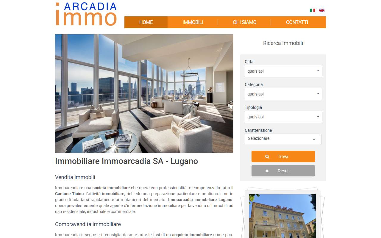 Anteprima del sito: Immoarcadia SA
