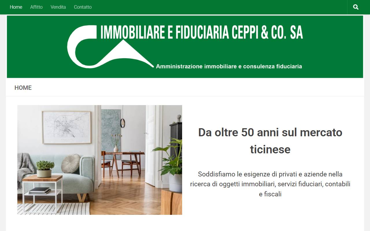 Anteprima del sito: Immobiliare e Fiduciaria Ceppi e Co. SA