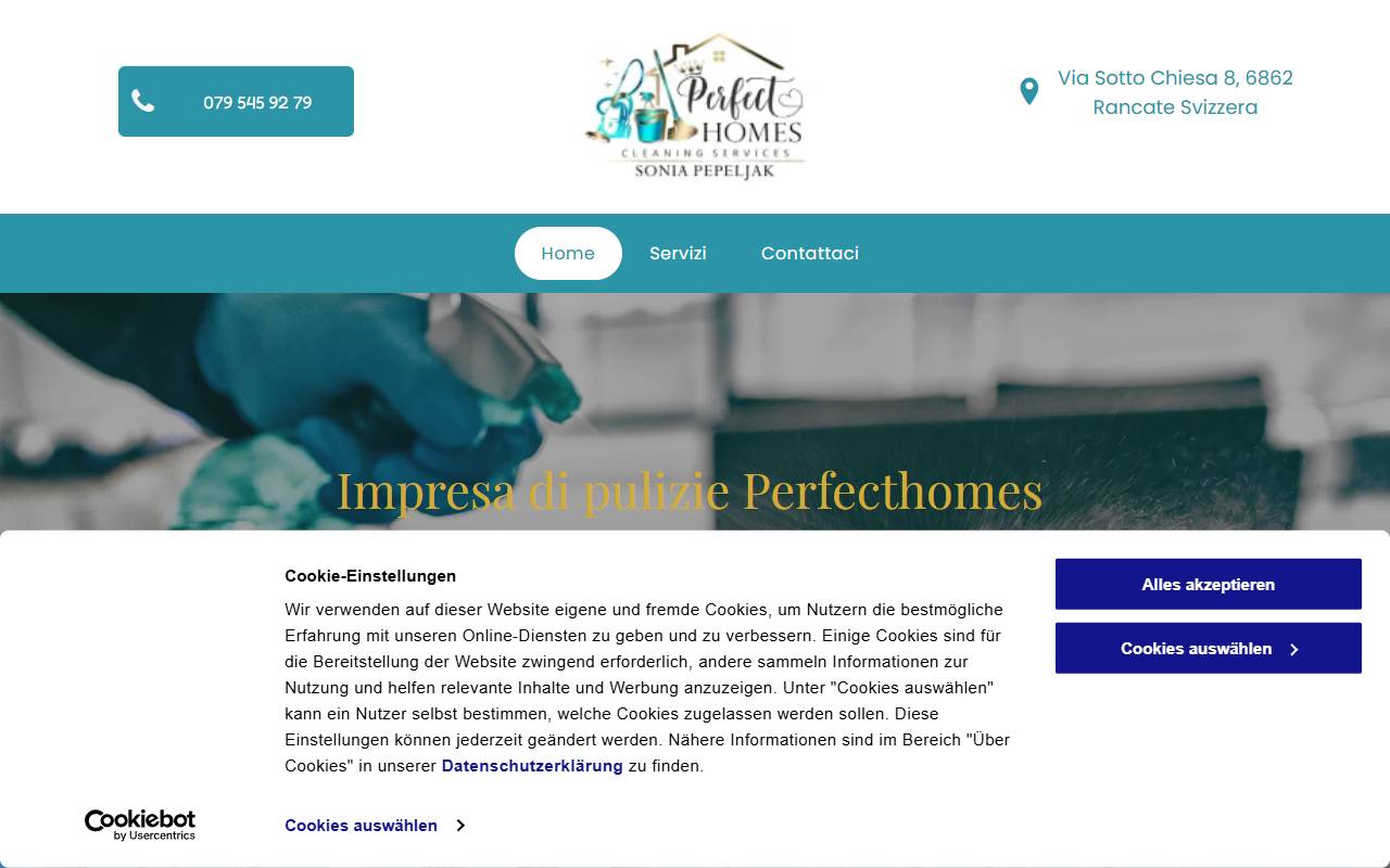 Anteprima del sito: Impresa di pulizie Perfecthomes di Sonia Pepeljak