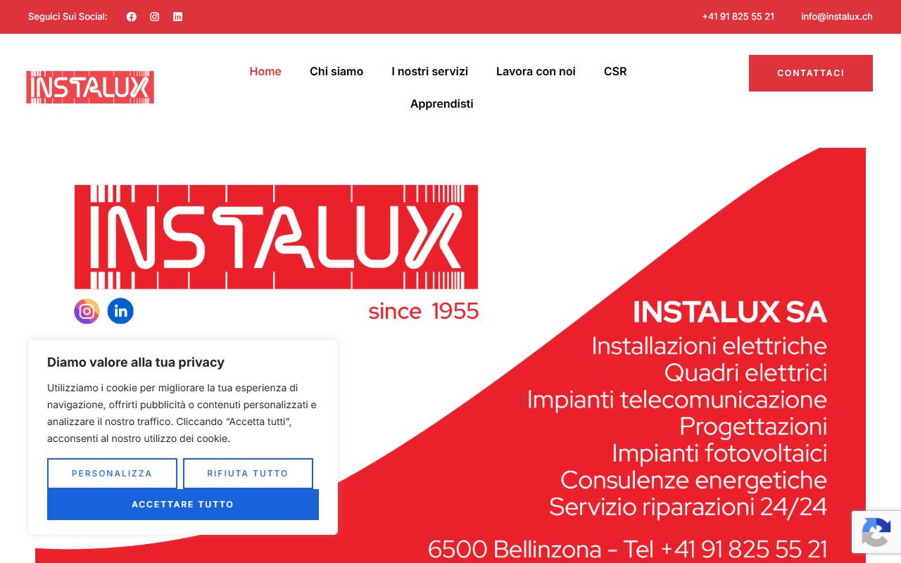 Anteprima del sito: Instalux SA