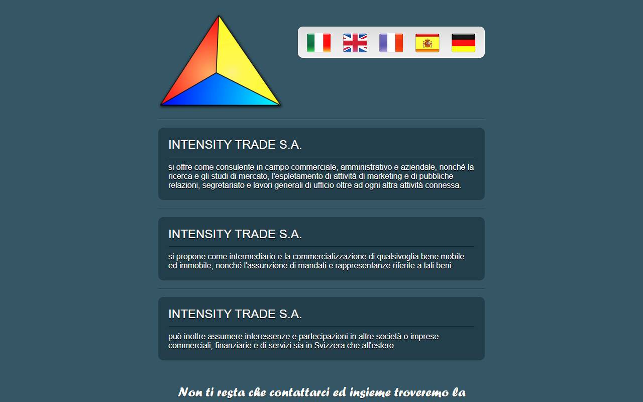 Anteprima del sito: INTENSITY TRADE SA