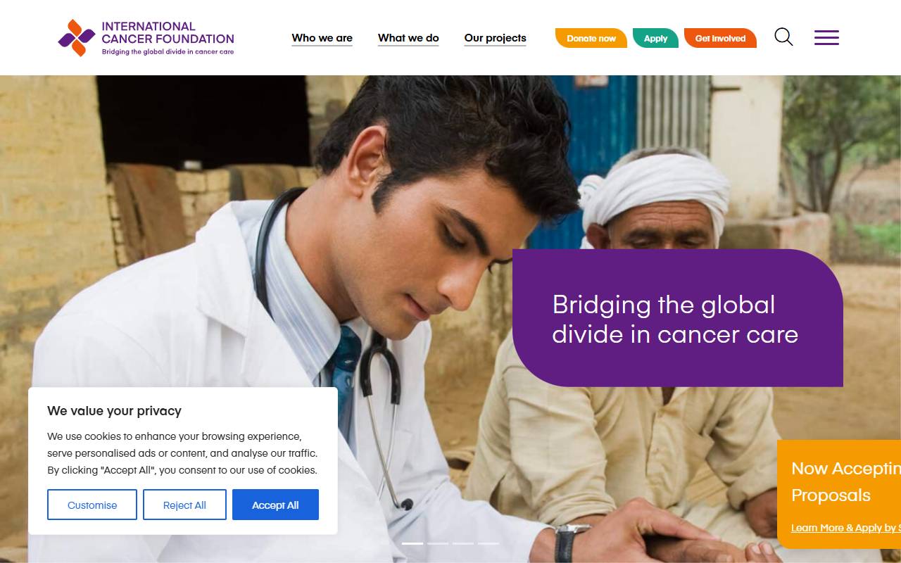Anteprima del sito: International Cancer Foundation