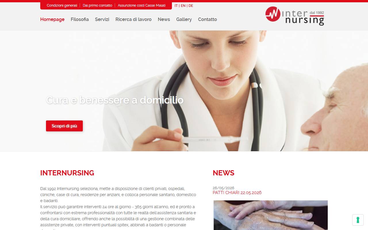 Anteprima del sito: Internursing Memocare Sagl